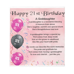 Goddaughter Poem - 21st Birthday Design Notepad