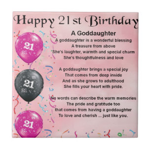 Goddaughter Poem - 21st Birthday Design Tile