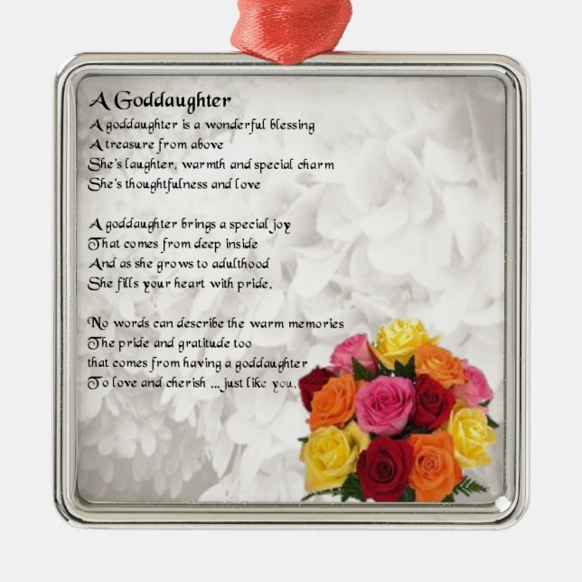 Goddaughter Poem - Flowers Design Metal Ornament (Front)