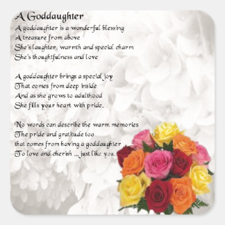 Goddaughter Poem - Flowers Design Square Sticker