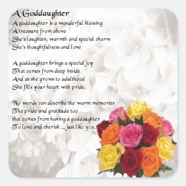 Goddaughter Poem - Flowers Design Square Sticker (Front)