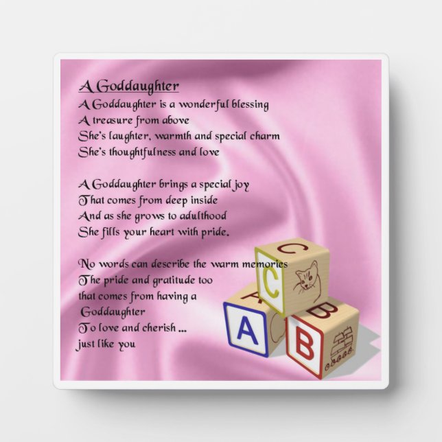 Goddaughter Poem Plaque  -   Baby Blocks  Design (Front)