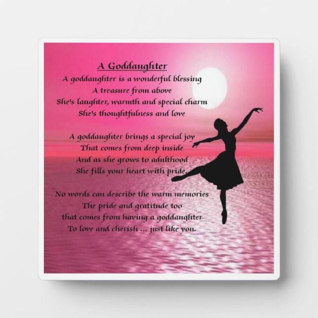 Goddaughter Poem Plaque  -   Ballerina  Design (Front)