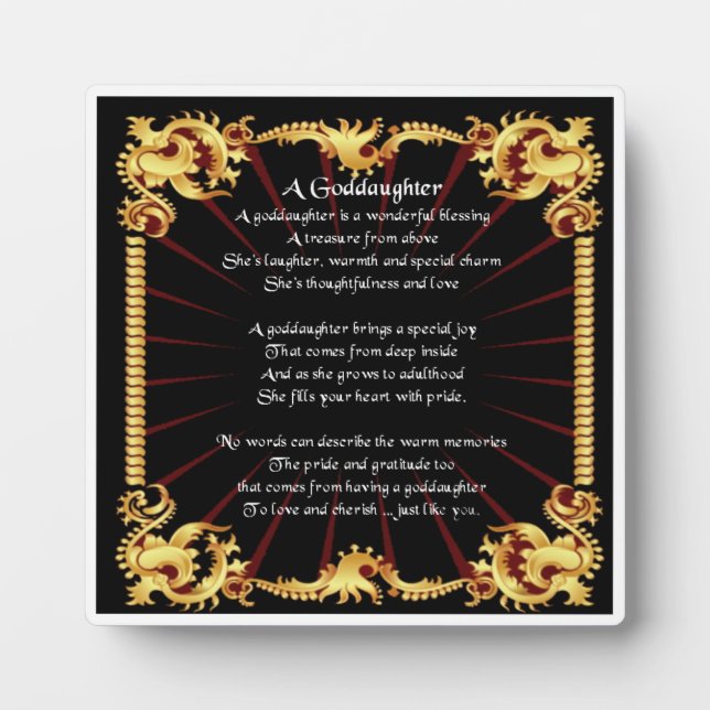 Goddaughter Poem Plaque  -   Black  Design (Front)