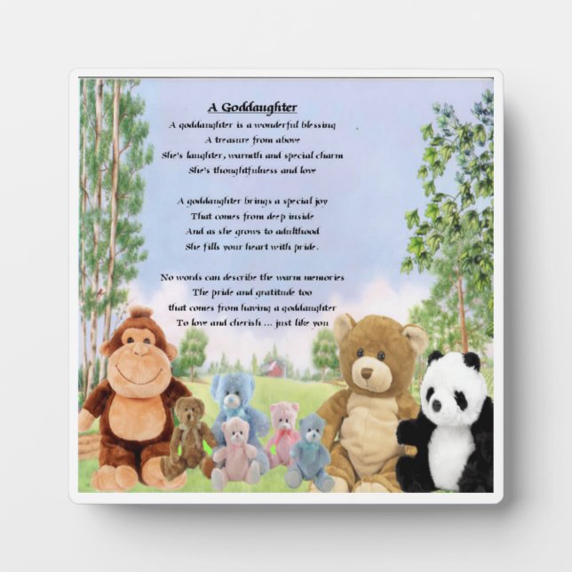 Goddaughter Poem Plaque  -  Cuddly Toys  design (Front)