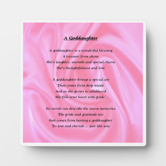 Goddaughter Poem Plaque  -  Pink  Silk design (Front)