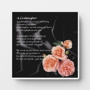 Goddaughter Poem Plaque - Roses on Black Silk