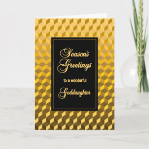 Goddaughter Seasons Greetings Golden Effect Blocks Holiday Card