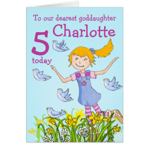 Goddaughter spring girl birds birthday age card
