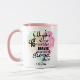 Goddaughter Sweet16 Quote Gift Braver Stronger Mug