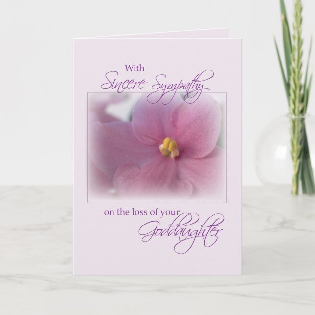 Goddaughter, Sympathy, Lilac Card (Front)