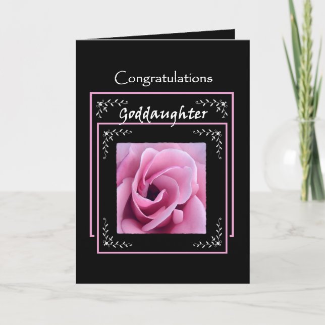 GODDAUGHTER Wedding Congratulations  Pink Rose Card (Front)