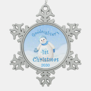 Goddaughter's 1st Christmas Keepsake Snowflake Pewter Christmas Ornament