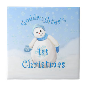Goddaughter's 1st Christmas Snowman Tile