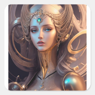 Goddess Aphrodite Cyborg Square Sticker
