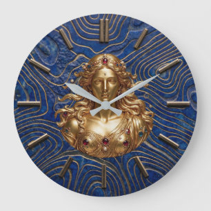 Goddess Aphrodite on Lapis Lazuli Dial Large Clock