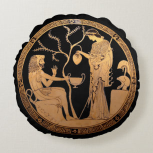 Goddess Athena and Heracles Round Pillow