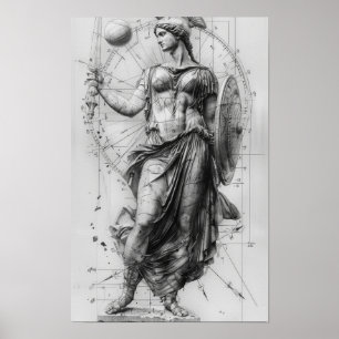Goddess Athena Art Poster - Mythological Decor for