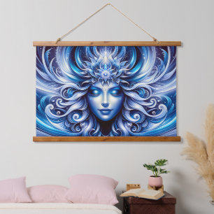 Goddess Celestial Blue Head January - Hanging Tapestry