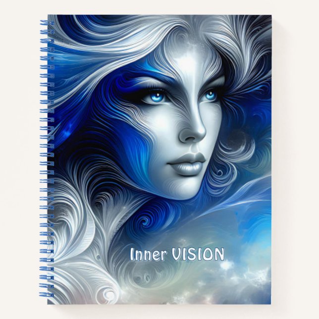 Goddess Celestial White Blue Head February -  Notebook (Front)