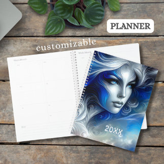 Goddess Celestial White Blue Head February - ( Planner