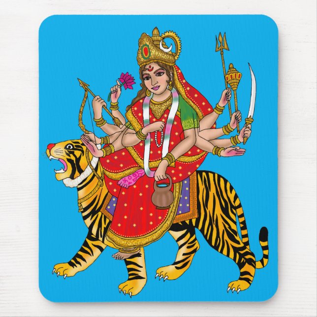 Goddess Chandraghanta Wall Clock Mouse Pad (Front)