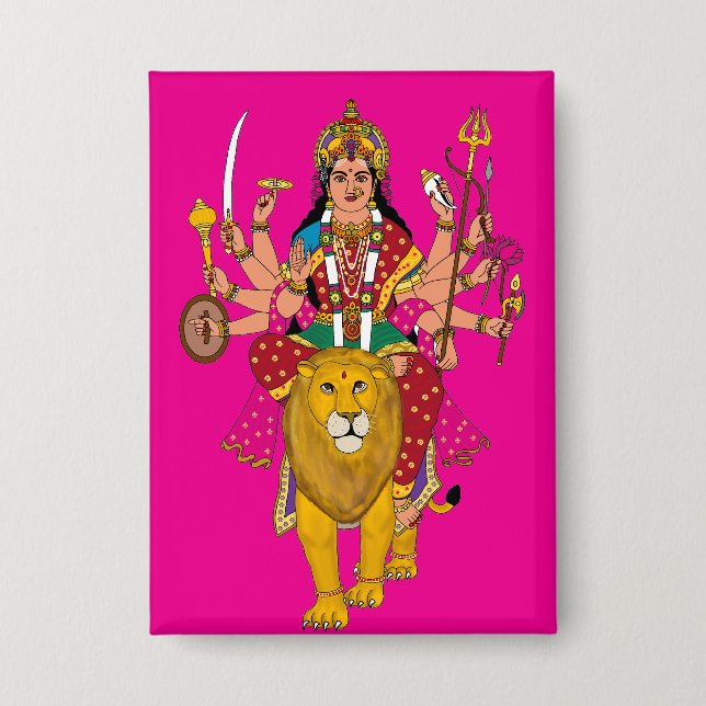 Goddess Durga Button – Divine Hindu Devi Spiritual (Front)