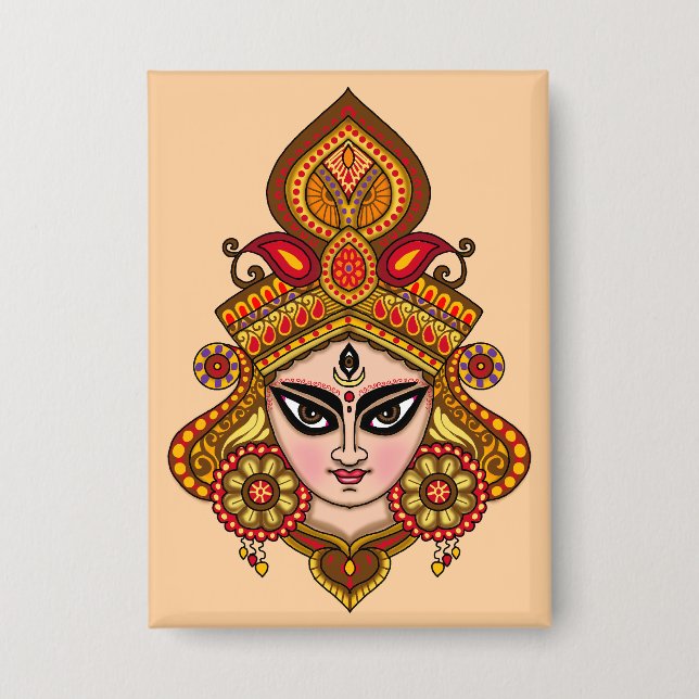 Goddess Durga Face Button (Front)