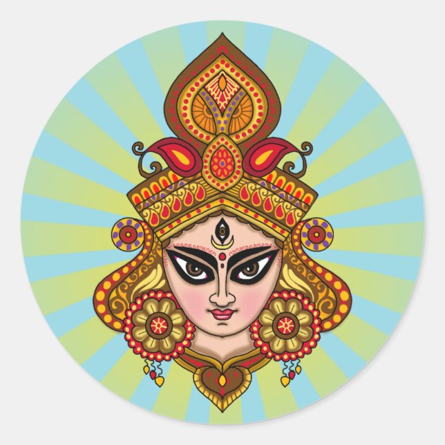 Goddess Durga Face Sticker (Front)