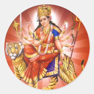 Goddess Durga (Hindu goddess) Classic Round Sticker