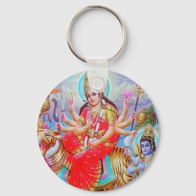 Goddess Durga Ji Painting Keychain (Front)
