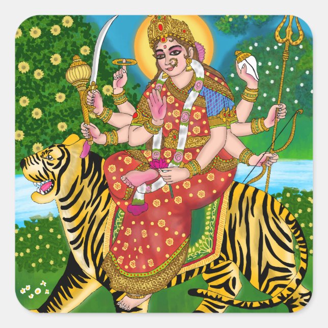 Goddess Durga Square Sticker (Front)