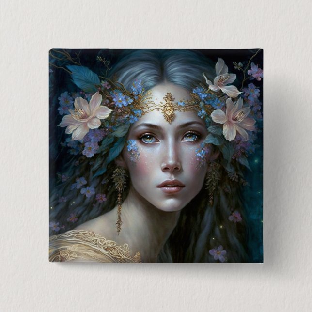 Goddess Fantasy Art 2 Inch Square Button (Front)