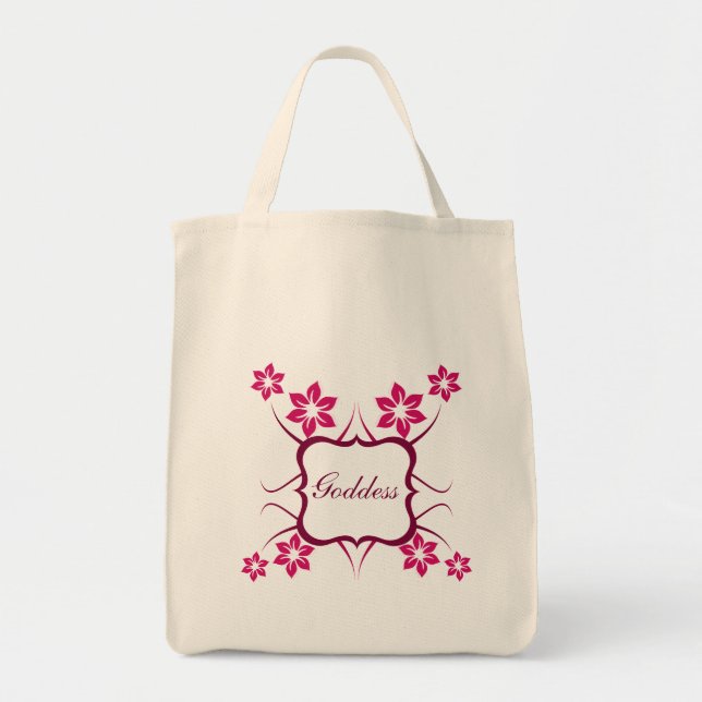 Goddess Floral Bag, Magenta Tote Bag (Front)