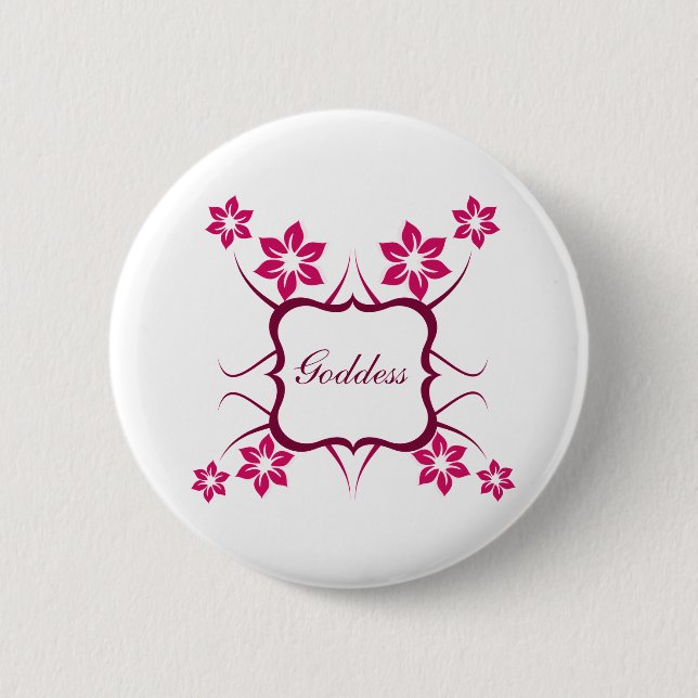 Goddess Floral Button, Magenta 2 Inch Round Button (Front)