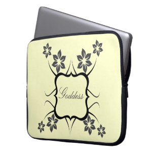 Goddess Floral Electronics Bag, Dark Grey Laptop Sleeve