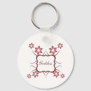 Goddess Floral Keychain, Brick Red Keychain