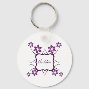 Goddess Floral Keychain, Dark Purple Keychain