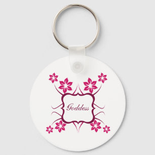 Goddess Floral Keychain, Magenta Keychain