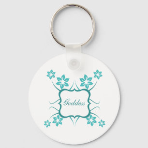 Goddess Floral Keychain, Turquoise Keychain