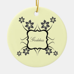 Goddess Floral Ornament, Dark Grey Ceramic Ornament