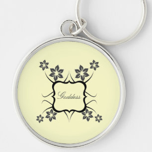 Goddess Floral Premium Keychain, Dark Grey Keychain
