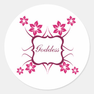 Goddess Floral Stickers, Magenta Classic Round Sticker