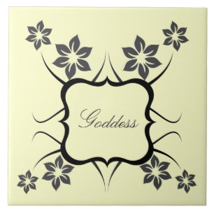 Goddess Floral Tile, Dark Grey Tile