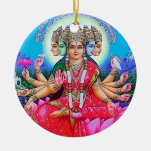 Goddess Gayatri Devi Deity Ceramic Ornament
