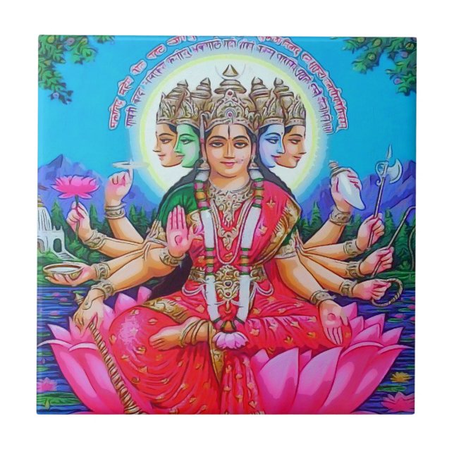 Goddess Gayatri Devi Deity Tile (Front)