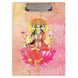 Goddess Gayatri Devi on Lotus Hindu Deity Clipboard