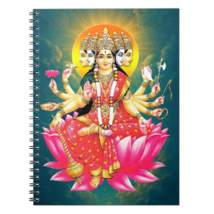Goddess Gayatri Devi on Lotus Hindu Deity Notebook