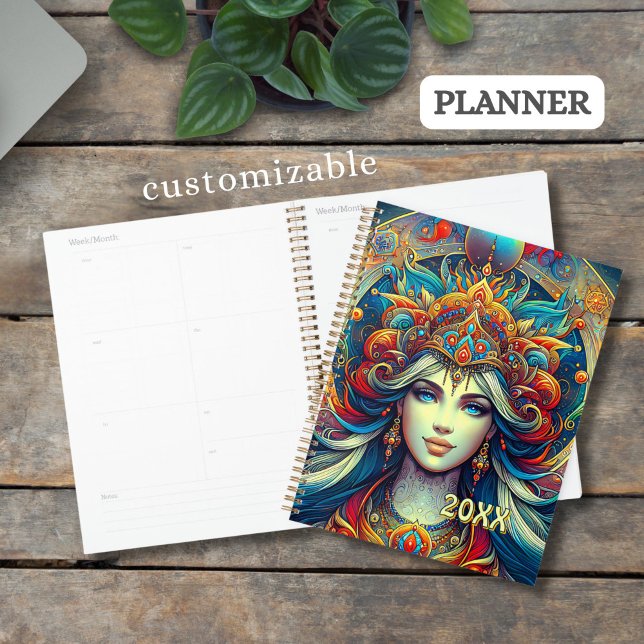 Goddess Head flowing turquoise Hair April -  Planner (Creator Uploaded)
