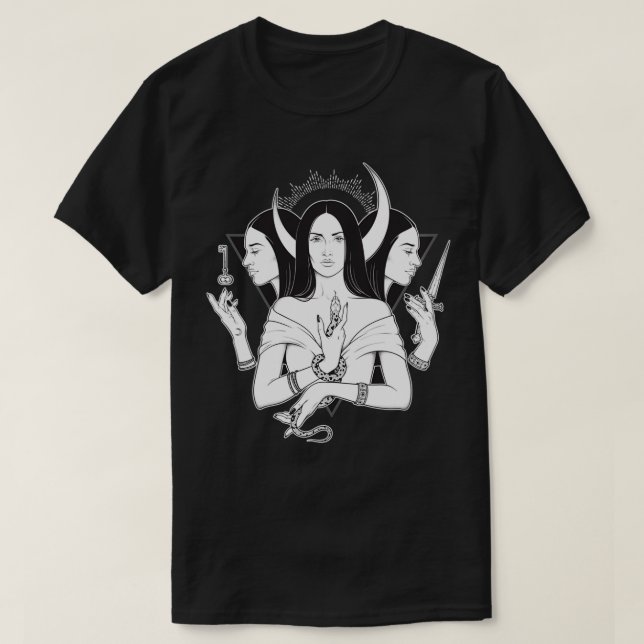 Goddess Hecate Triple Moon Goddess Pagan Wicca Tri T-Shirt (Design Front)